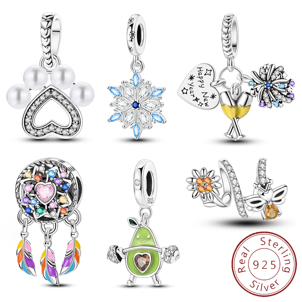 

Подвески из стерлингового серебра 925 пробы, жемчуг авокадо, сетчатые бусины мечты, подходят для браслета, браслетов, подвеска «сделай сам», ювелирные изделия, женский подарок