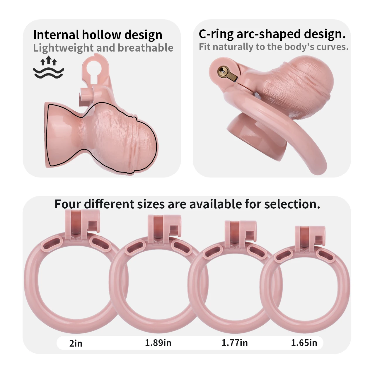 LICKER New ABS Realistic Skin Black Penis Chastity Cage Dick Lock With Wearable Belt Penis Rings Cock Cages For Men Dick Bondage - view 3