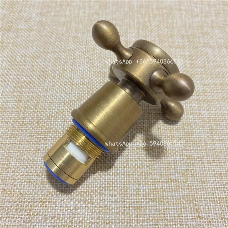 All-copper faucet handle, cross plum blossom handwheel, retro double handle spool accessories
