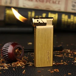 Hot New Type Smoke Pipe Oblique Fire Pipe Pressure Kerosene Special Metal Open Flame Lighter Outdoor Barbecue Cigar Gift for Men