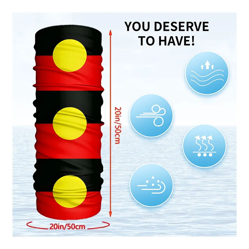 Customization Neck Gaiter Printed With The Australian Aboriginal Flag, Lightweight, Multi-Functional Bandana And Face Mask, Unis