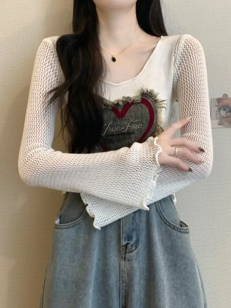 

Women's Red Pullover Knitted Sweater Harajuku 90s Aesthetic Y2k Long Sleeves Sweaters Fashion Vintage 2000s Clothes 2025 Autumn