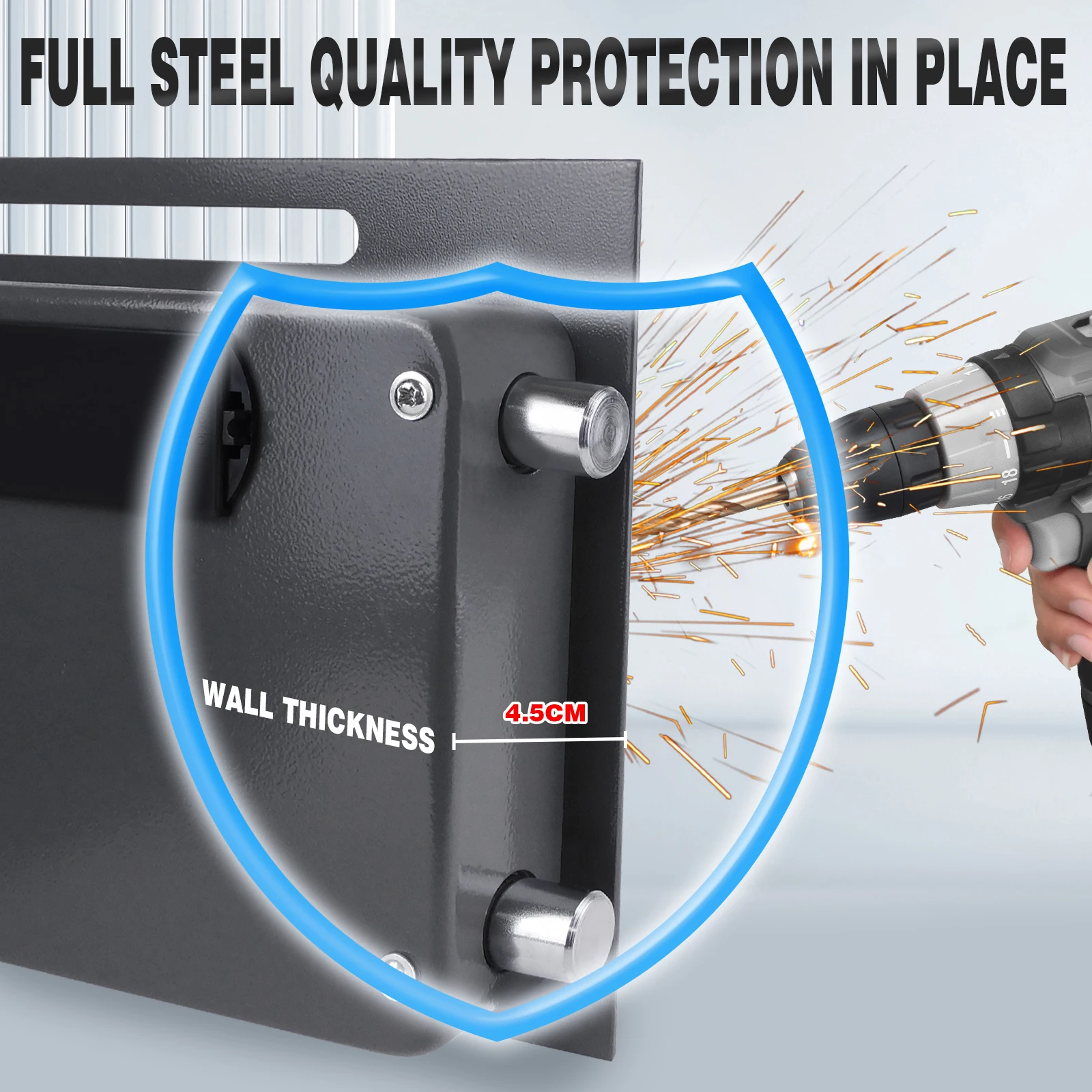 BRIEFNES Upgraded 16L Anti-Theft Steel Safe Box, Fireproof Waterproof Anti-Pry Anti-Drill Dual Lock Security  Office/Jewelry