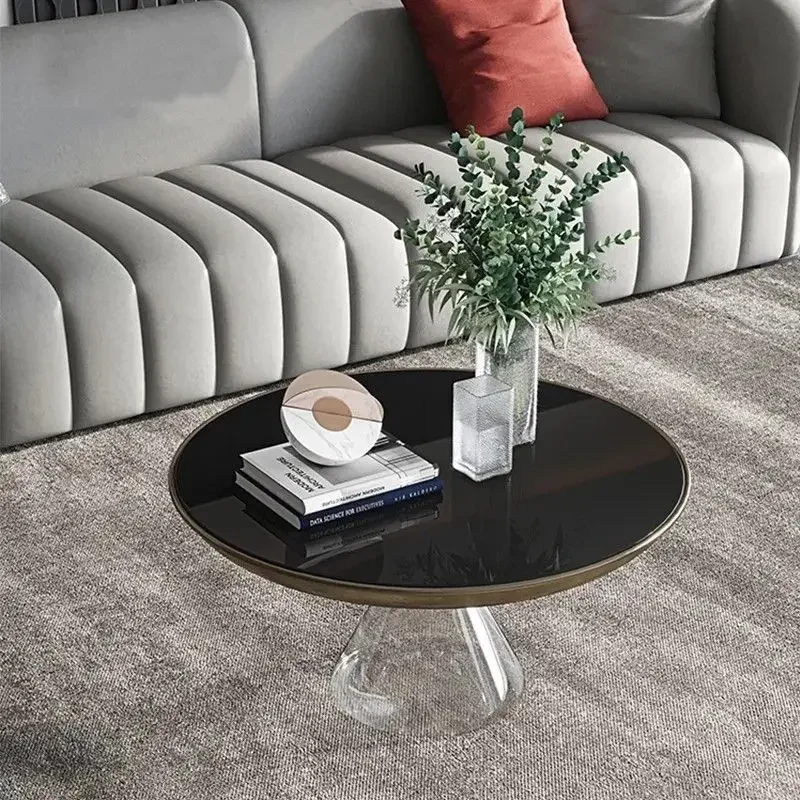 Nesting Side Tables for Living Room Nordic Home Decor Modern Glass Top Coffee Table Set with Transparent Cone Base