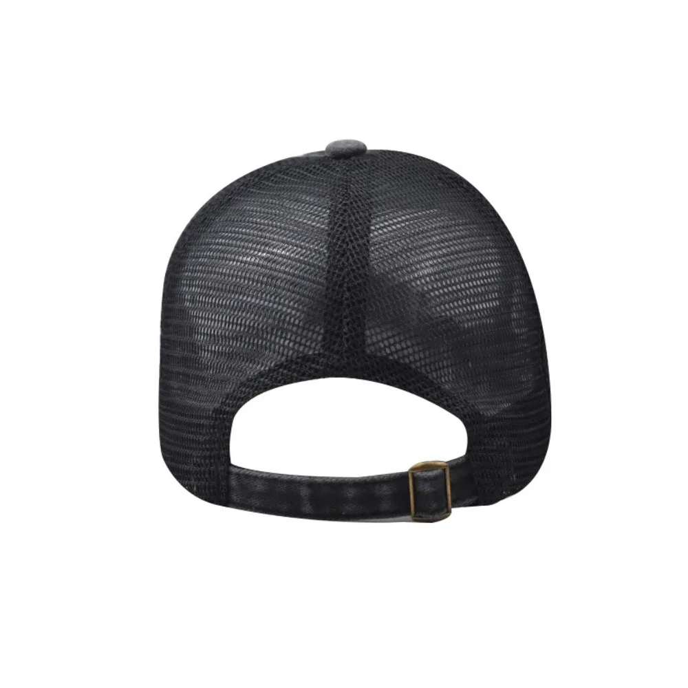 Modische Baseballkappe aus gewaschener Baumwolle, UV-Schutz, atmungsaktive Sportmütze, verstellbare Denim-Mesh-Kappe, Sommer für Damen und Herren – Detail 2
