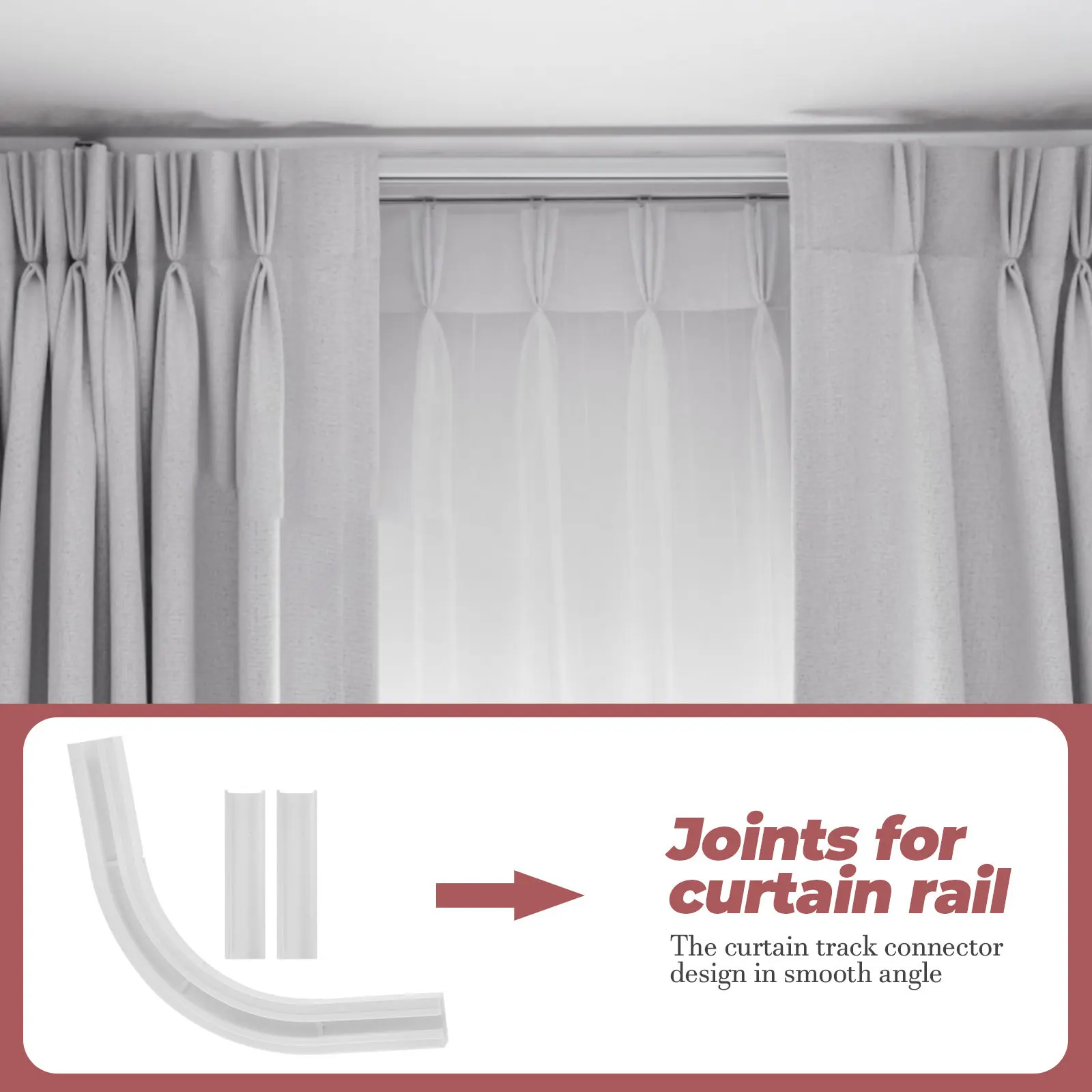 Corner Curtain Track Connector 90 Degree Plastic Joint for Window Curtain Rail Ceiling Track Accessory Drapery Joints
