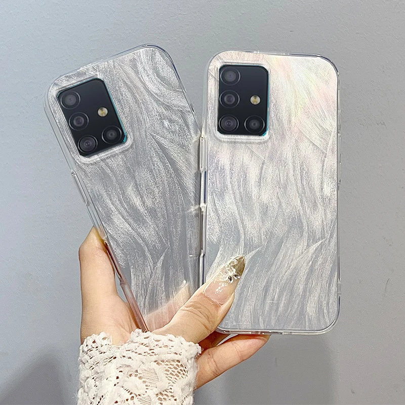 EUCAGR Für Samsung Galaxy A71 Telefon Fall Anti herbst Luxus Laser Silber Gradienten harte Rückseitige Abdeckung Für Samsung Galaxy A71 4G