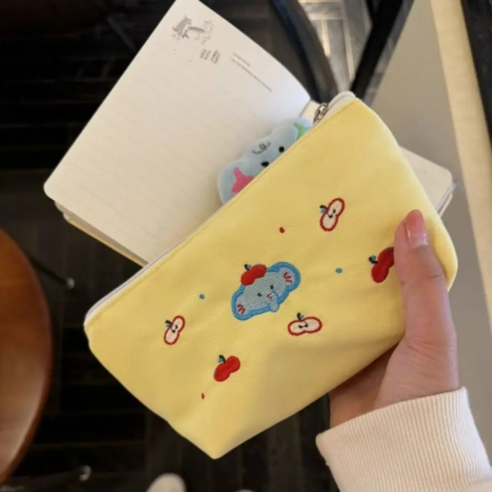 

Practical Elephant Embroidery Stationery Bag Multifunctional High-capacity Pen Bag Zipper Makup Bag School Office