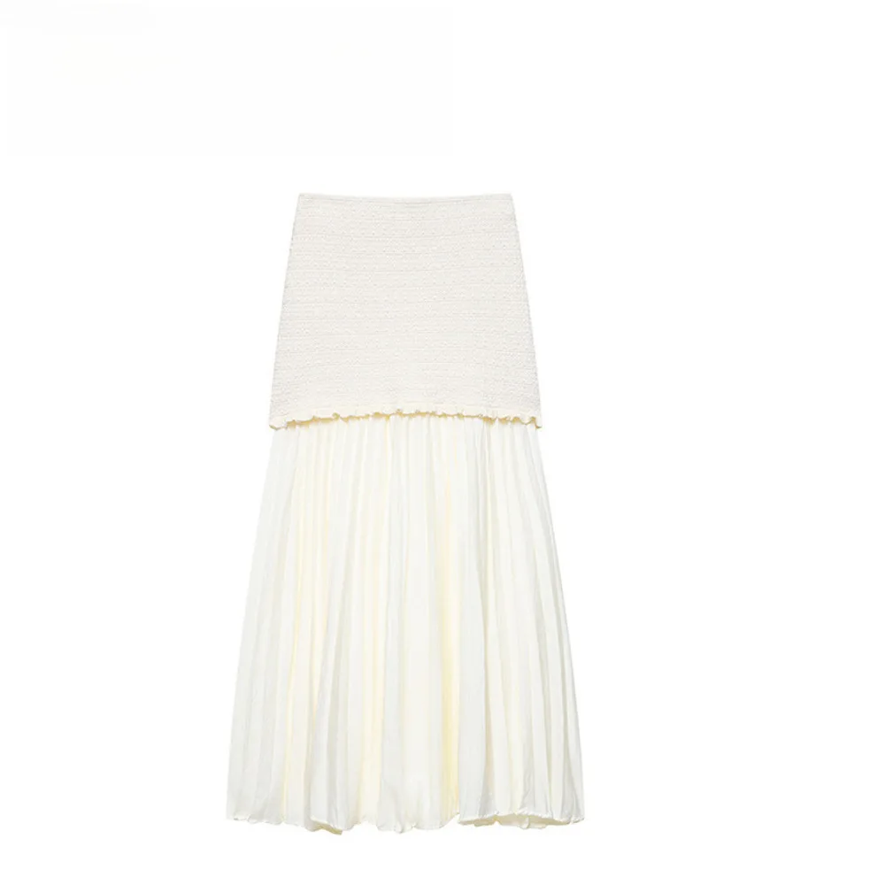 

Spring Womens Knitted Skirt French Fashion Floral Patchwork French Elegant Design Stretchy High Waist A Line Mini Skirt