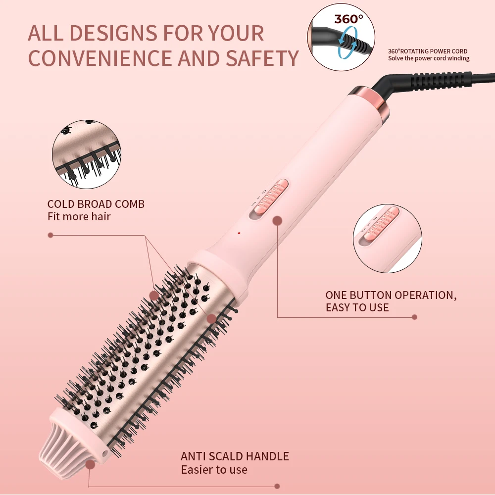 فرشاة ليزارو ويف كيرلينج 2 في 1، فرشاة ساخنة محمولة، قضيب تجعيد احترافي، فرشاة تصفيف الشعر، أداة تصفيف الشعر