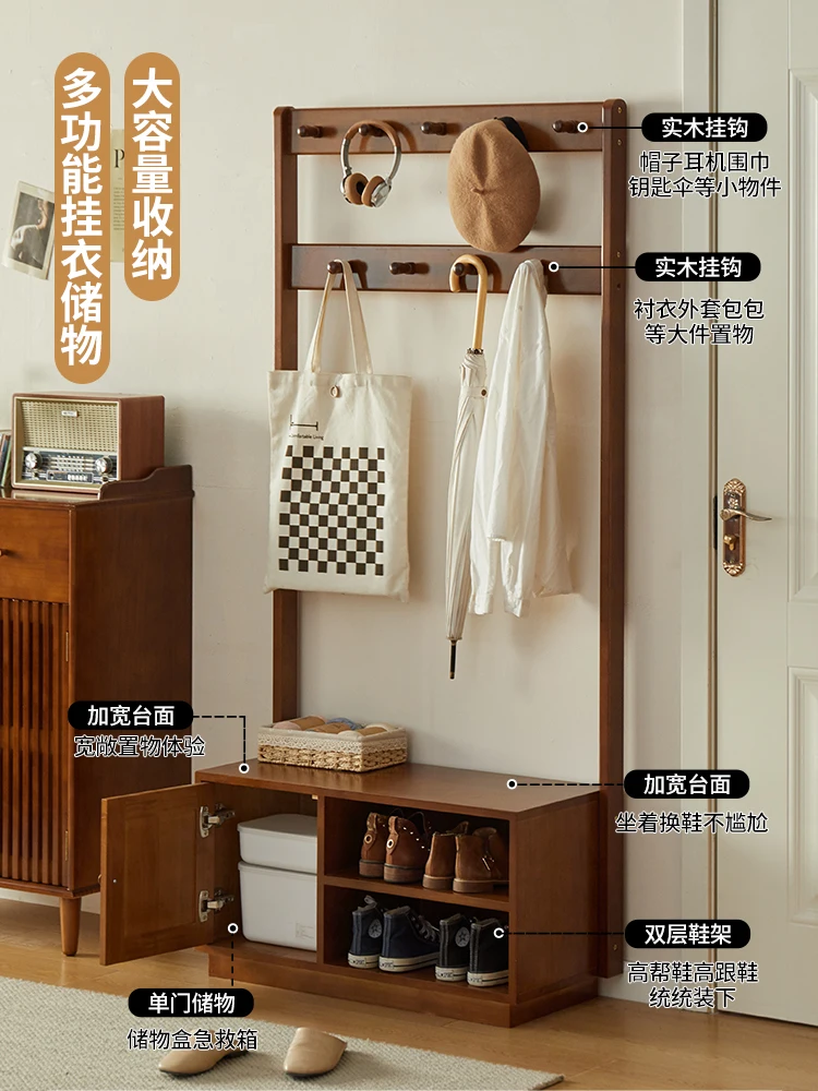 Sapateira de madeira maciça, Sapateiro, Sapateiro com Integrado Pendurado Clothing Rack