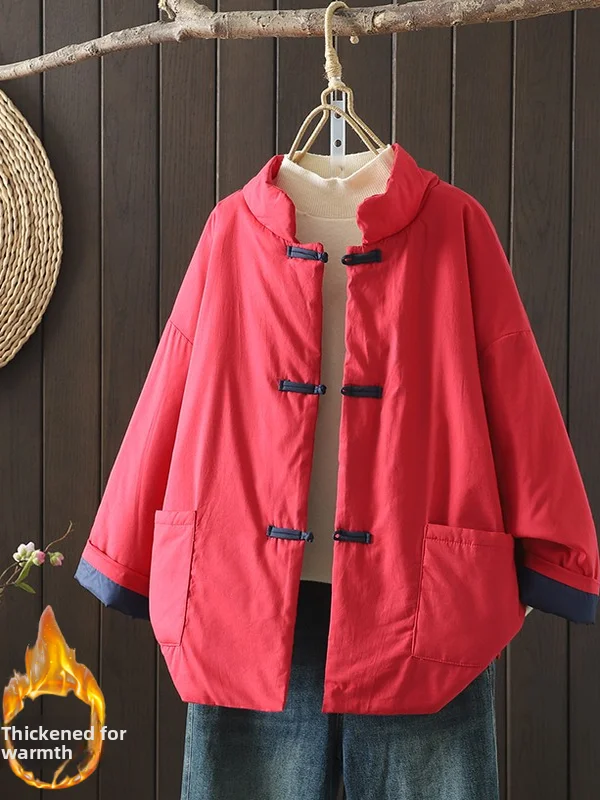 

Новое зимнее льняное женское пальто в китайском стиле в стиле ретро, свободное пальто маленького размера в стиле дзен, длинное пальто из чистого хлопка с внутренней частью све