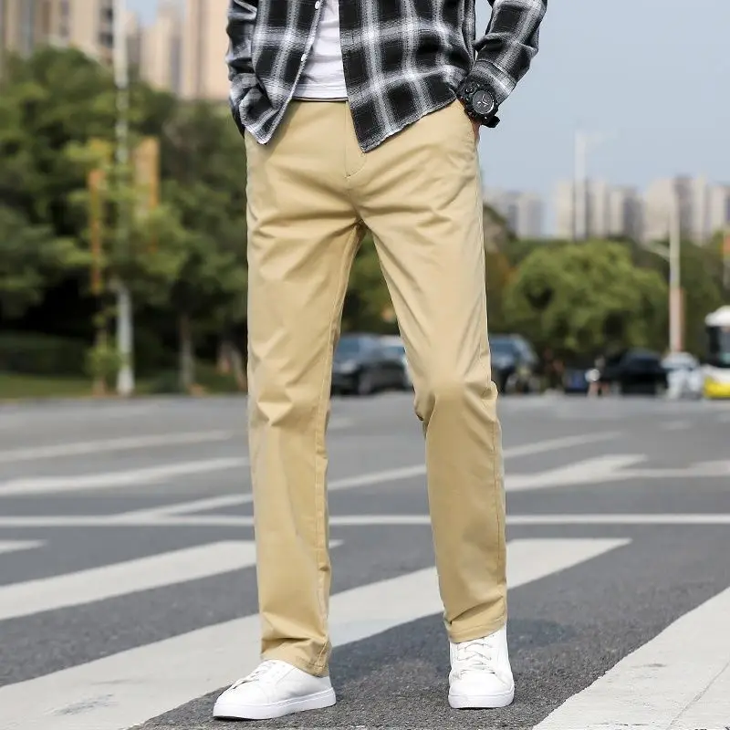 

2024 New Summer Classic Straight Men's Pants Gray Khaki Loose Fashion Business Casual Trousers Male Clothing Pants