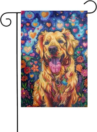 Golden Retriever Garden Flags Double Sided,Garden Flags for All, 12x18 XXQ