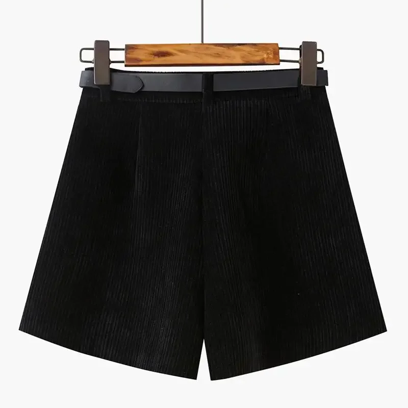 

Вельветовые женские шорты, верхняя одежда трапециевидной формы, высокое качество, однотонные, в стиле ретро, в японском стиле, Ulzzang, модная повседневная, с шикарной нижней частью, уличная одежда