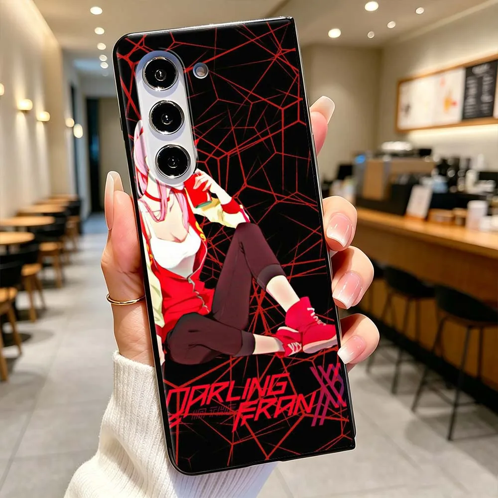 Anime Darling In The Franxx Phone Case For Samsung Galaxy Z Fold 3 4 5 6 7 5G Matte Non-slip PC Shockproof Black Hard Cover