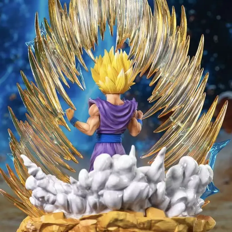 35cm Dragon Ball Figure Super Saiyan 2 Gohan 2 Heads Gohan Replaceable Head And Body Special Effect Figure Luminous Toy Boy Gift