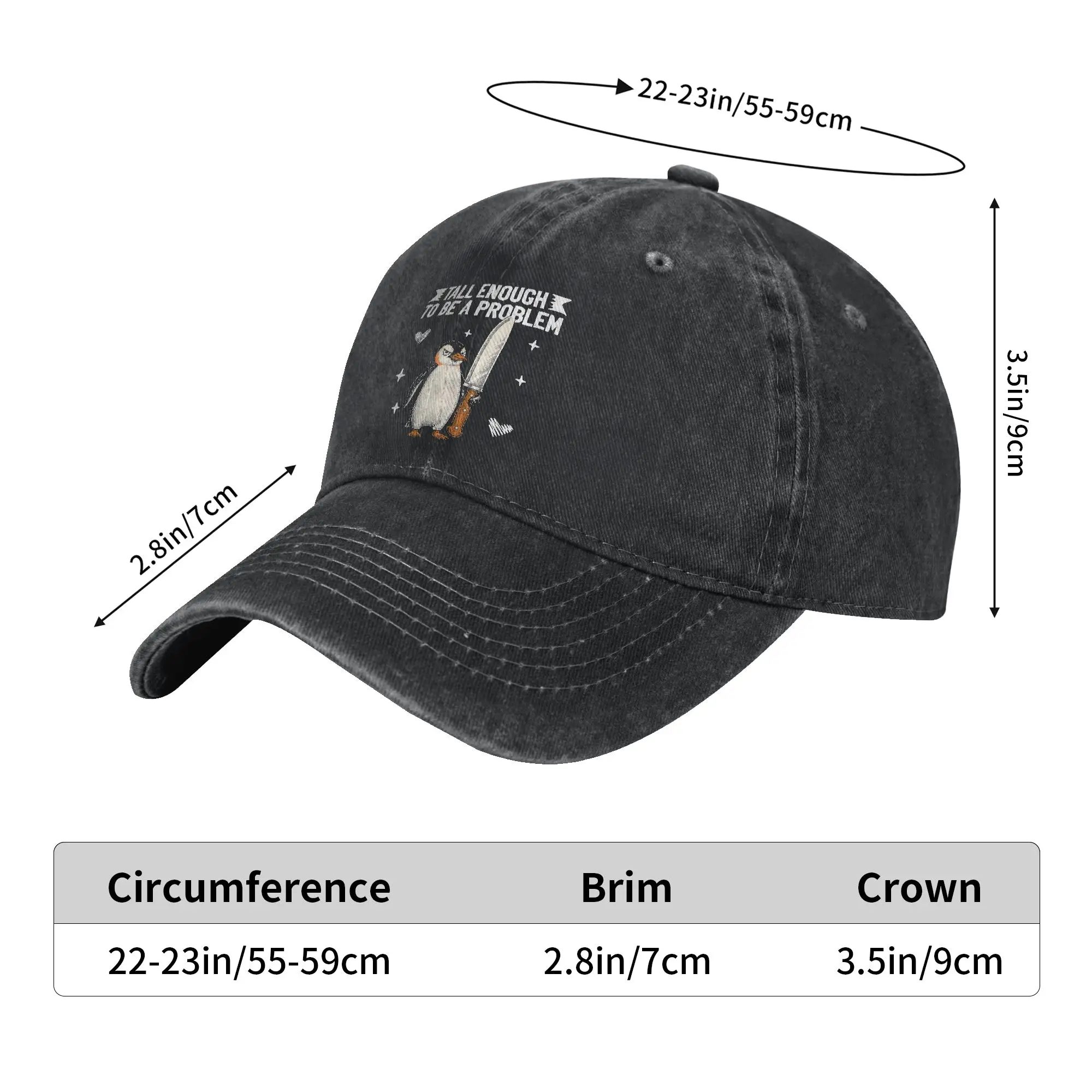 Tall Enough to Be A Problem Funny Penguine Casual Baseball Cap Summer  Trucker Hat Sunscreen Kpop Rock Hip Hop Hats