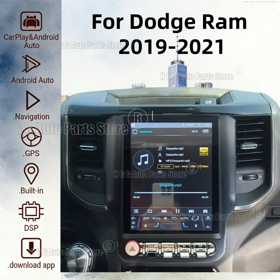 9.7 Inch Android 14 For Dodge Ram 2019 2020 2021 Car Radio GPS Navigation CarPlay HD Touch Screen Head Unit Multimedia Player