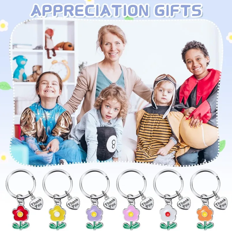 12 مجموعات هدية تقدير المعلم المفاتيح التخرج شكرا لك بطاقة الزهور كيرينغ المعلم التقدير أسبوع حفلة الحسنات