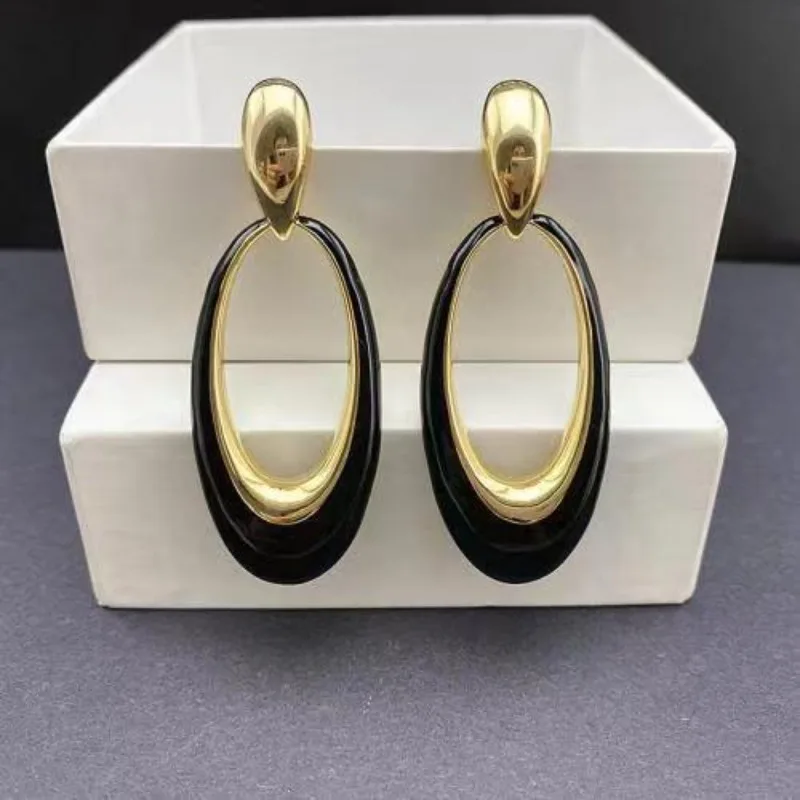 Boucles d'Oreilles Géométriques Creuses en Glaçure de exacttelettes pour Femme, Grandes Boucles d'Oreilles Exagérées, Bijoux de Style Européen et Américain, Décor de Fiançailles, 1 Paire
