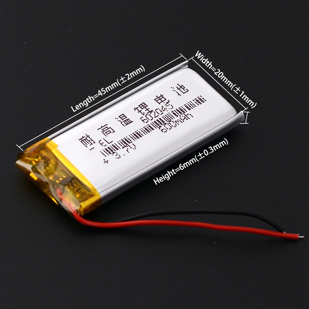 5Pcs/Lot 3.7V 400~1000mAh 602045 402045 802045 102045 Polymer Lithium Lipo Rechargeable Battery
