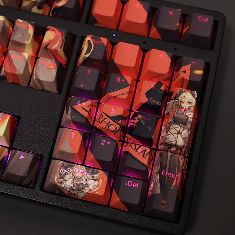 108keys/set arknights ifrit PBT keycaps Anime játékok Szépség aranyos Elárusítónő kulcs sapkák Vadcseresznyefa Profil Magaslat számára DIY Gépi keyboards