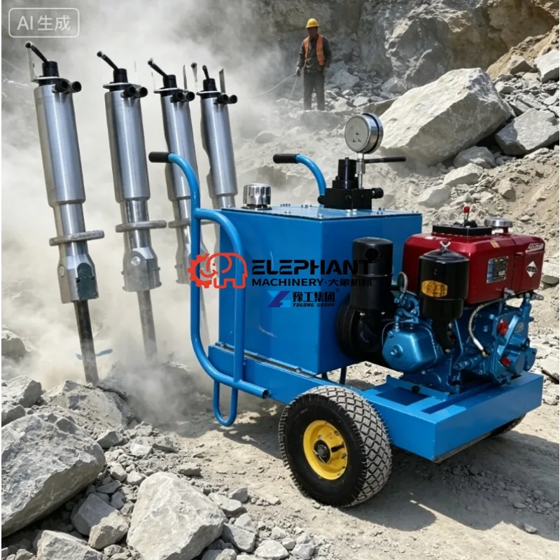 2026 New CE Handheld Hydraulic Rock Splitter Machine with Diesel Electric Pneumatic Power Supply Lightweight Stone Breaker