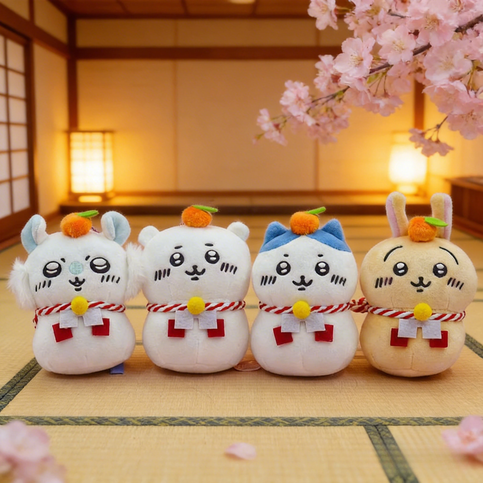 

Chiikawa Cute Wall Decor Item Wall Hanging Fur Toy Doll in Stock Gift Post Office Limited Kagami Mochi Series Usagi Momonga