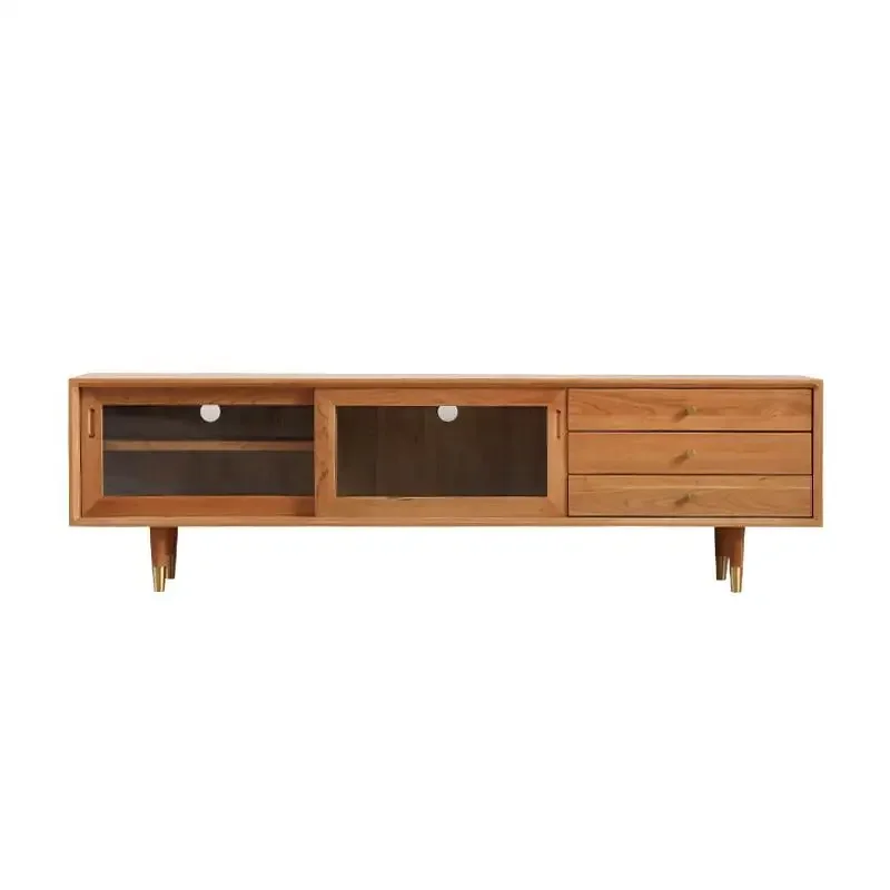 Japanese-style solid wood TV video cabinet locker small apartment wall cabinet cherry wood modern simple living room
