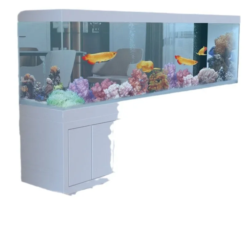 Fish tank, living room, large new 2-meter long ultra-white glass bottom filter aquarium