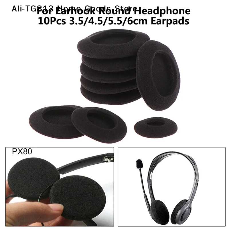 [TG813]10Pcs Thick Foam Earpads Cushions Ear Pads 3.5/4.5/5.5/6cm for Earhook Round Headphone