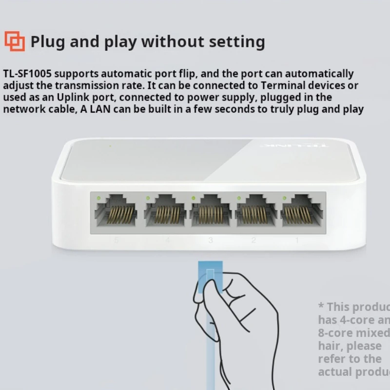 TP-LINK 5-port 100Mbps 4-port Monitoring Network Cable Splitter Home Dormitory Splitter TL-SF1005+ Ethernet Switch