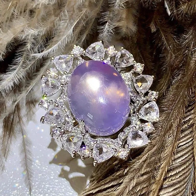 

Sparkling Gradient Purple Gemstones Diamonds Rings for Woman Luxury Jewelry Silver 925 Rich Cocktail Party Finger Band Celebrity