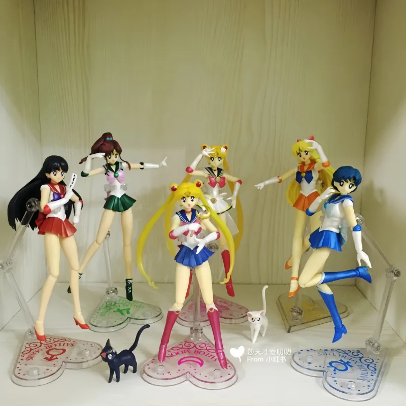 

Original Shf Sailor Moon Figure Hino Rei Mizuno Ami Sailor Mars Mercury Decor Ornament Pvc Action Figurine Collec Model Toy Gift