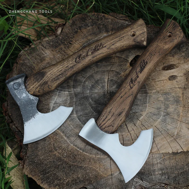 Outdoor multifunctional axe, high-carbon steel walnut handle, camping axe for chopping wood and bones