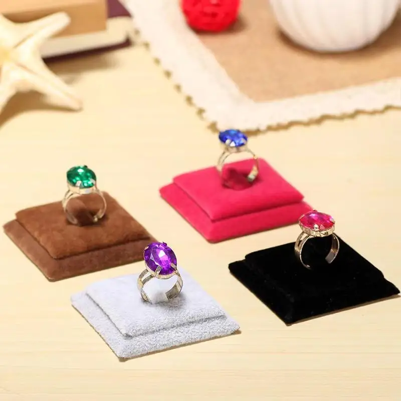 Samt-Ringständer zur Aufbewahrung, Schmuck-Präsentationsständer für Theken, Ringhalter, Einzelring-Schmuckständer – Detail 2