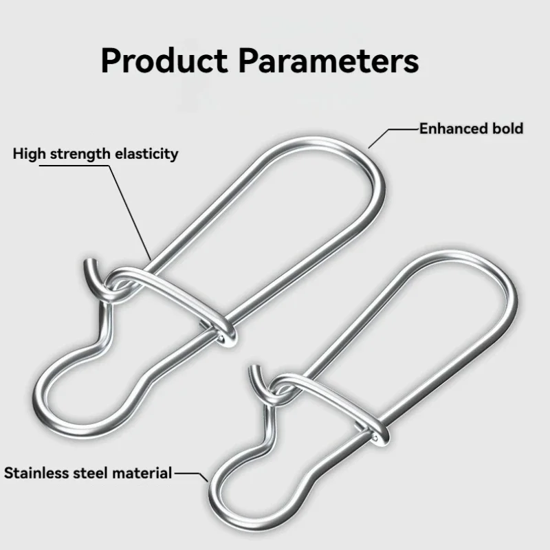 50pcs Stainless Steel Fishing Snap Hooked Snap Pin Fastlock Clip Accessories Tackle for Barrel Swivel Lure Hook