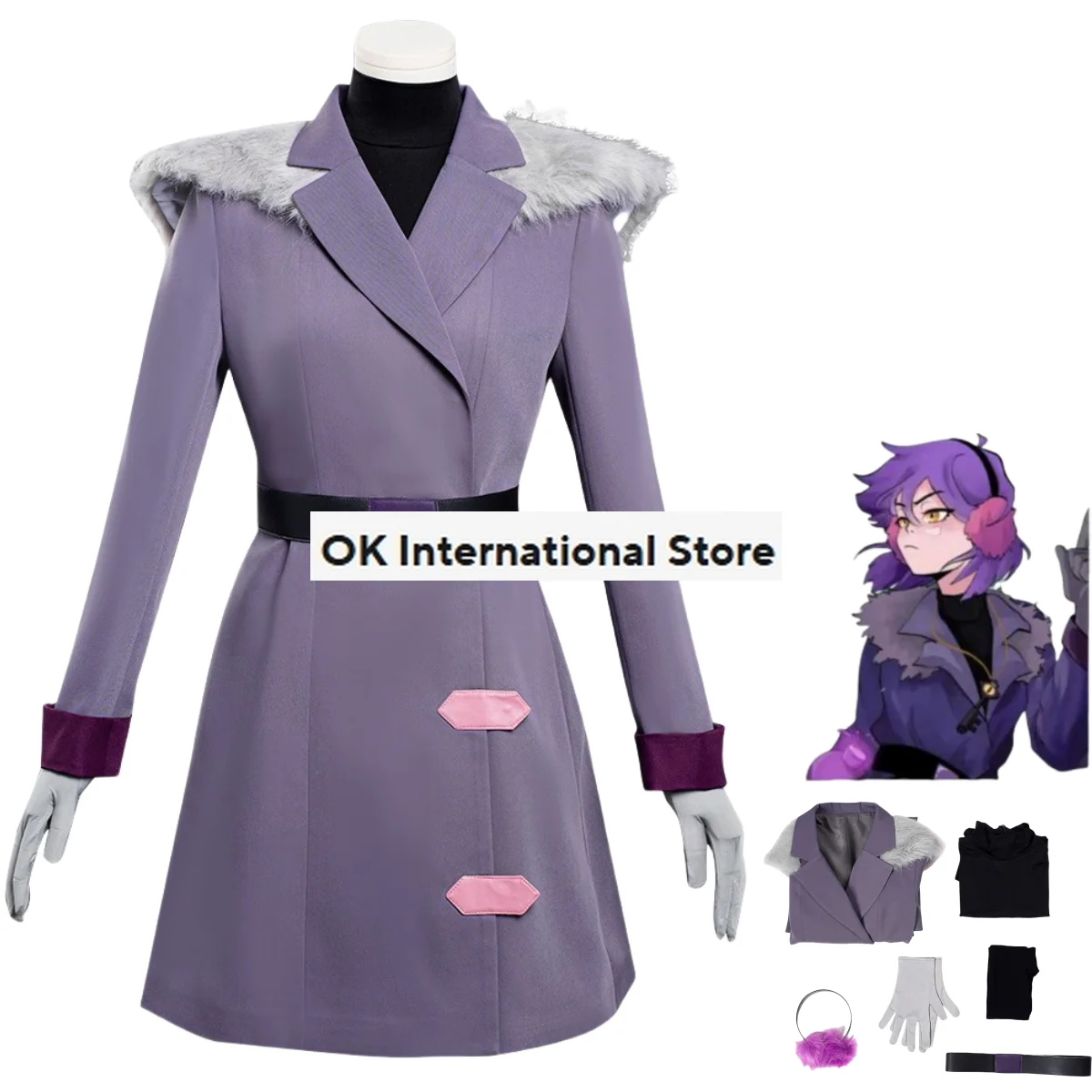 American Movies Owl House Amity Blight Cosplay Costume Purple Long Sleeved Dress Coat Adult Woman Kawaii Carnival Christmas Suit