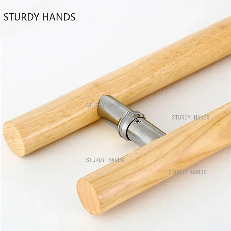 1set Glass Door Solid Wood Handles Bathroom Large Door Handle Indoor Customized Pulls Kitchen Cabinet Knobs Furniture Hardware