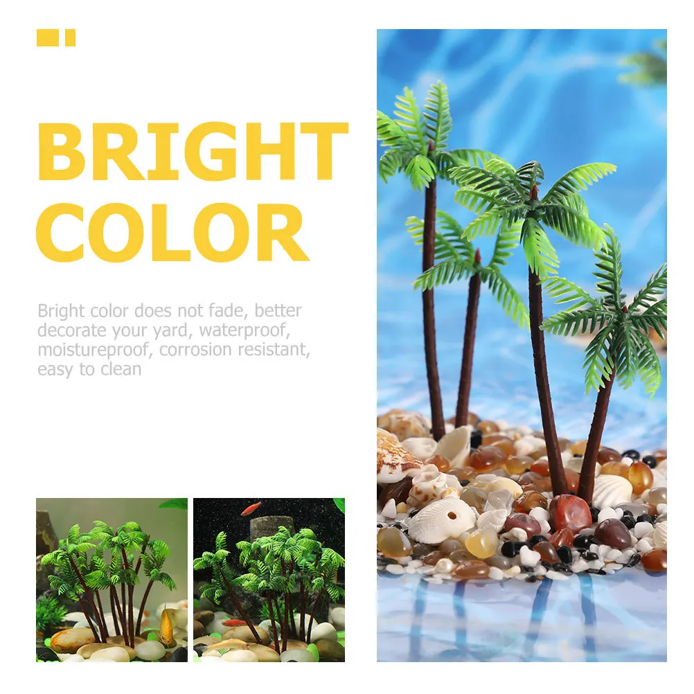 

10pcs Simulation Coconut Tree Decor For Fish Tank Durable Plastic Aquarium Landscape Artificial Tree Wear-Resistant Trees