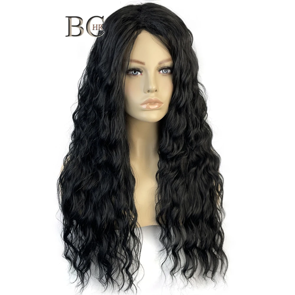 Synthetic Wigs Long Black Wavy Woman Wig 26 Inch Middle Part Natural Curly  High Quality Daily Use Female Wig