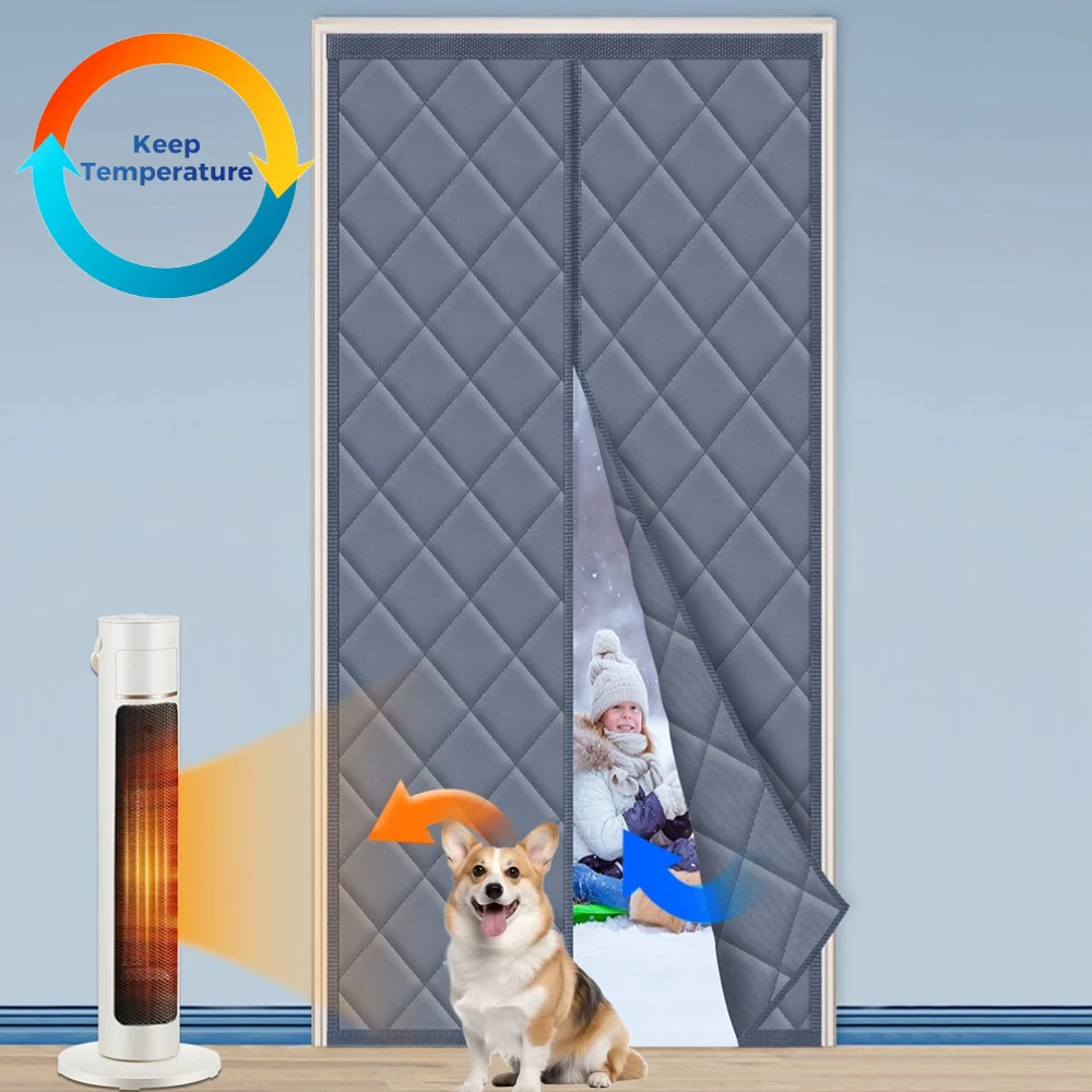 

Waterproof Insulated Screen Doors Oxford Cotton Thermal Door Draft Stopper Cover Self-Closing Privacy Magnetic Door Curtain