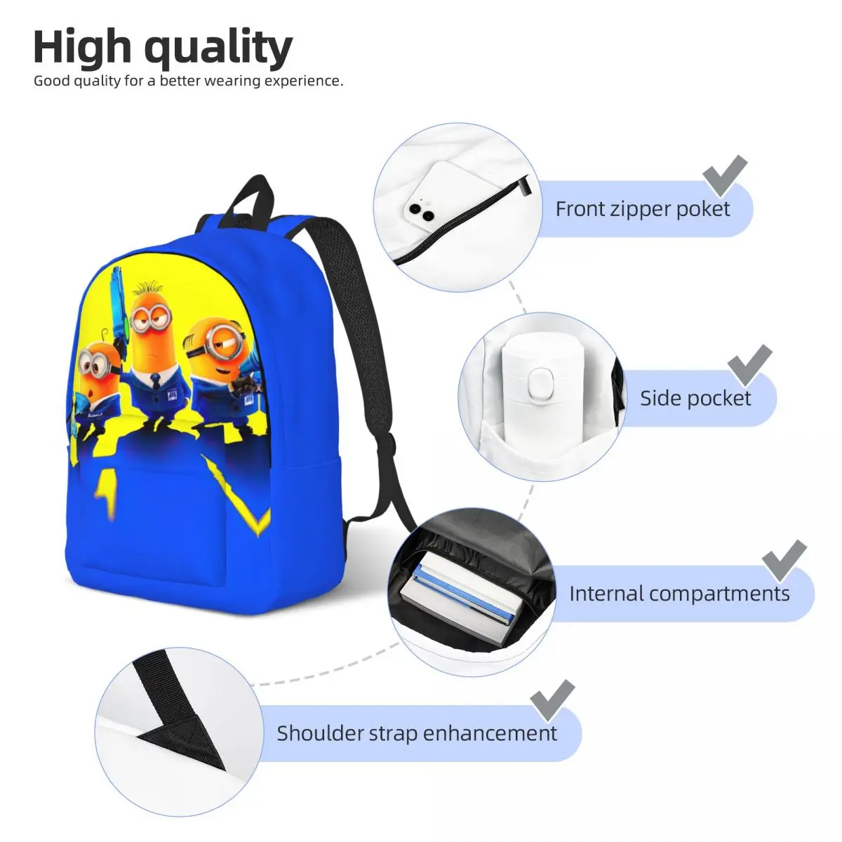 حقيبة ظهر M-Minions Movie للرجال والنساء، حقيبة كتف جامعية رائعة للأعمال في المدرسة الثانوية في الهواء الطلق #4