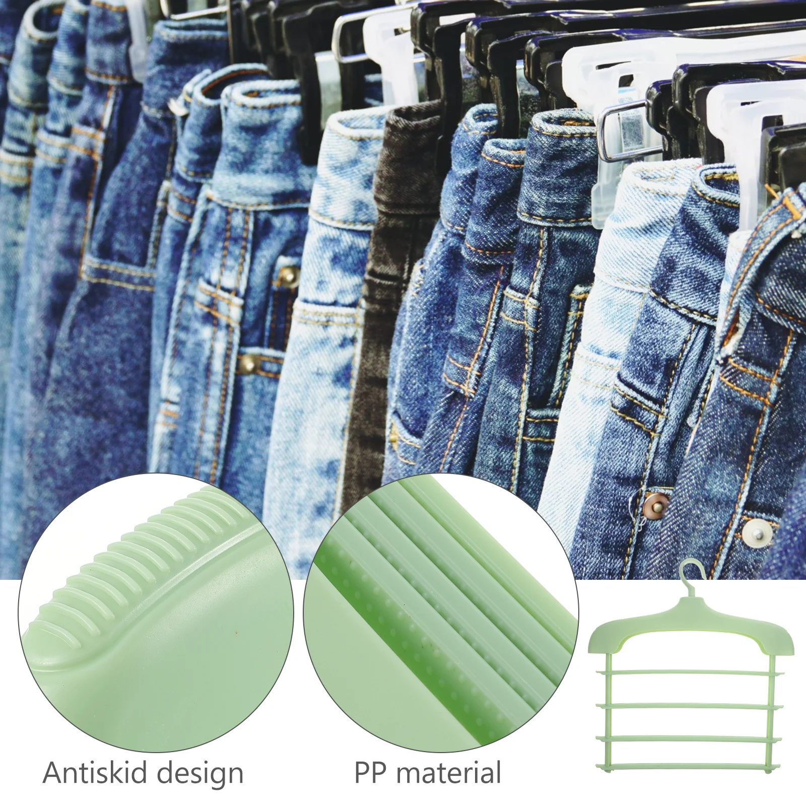 

Multi Layer Clothes Hanger Non-Slip For Pants Jeans Trousers Scarves Closet Organizer Space Saving Wardrobe Storage