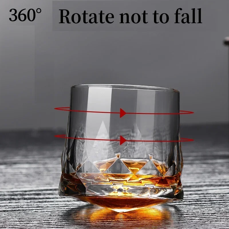 Novel Creative Thick Crystal Whiskey Tumbler Glass Spinning Tops Design Hammer Glasses Of Wine Brandy Cup Wineglass