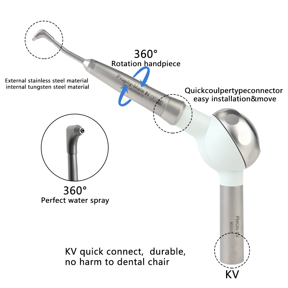Dental Prophy Mate Air Polisher With 360-degree Rotating Nozzle Fit To KV Quick Coupler