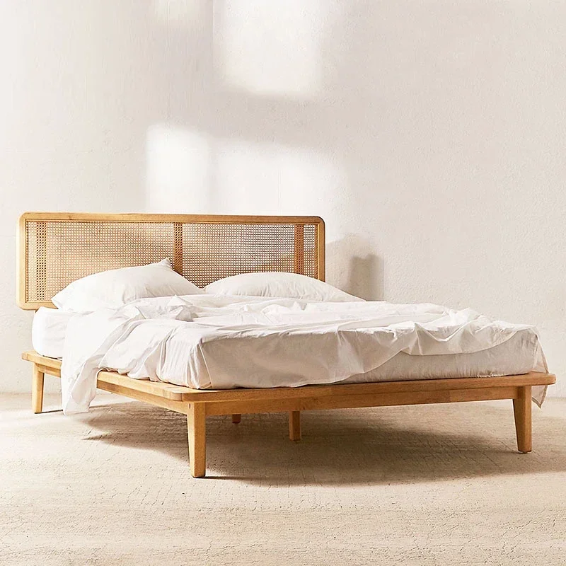 Economical Southeast Asia Rattan Bed Nordic Bedroom Modern Furniture Solid Rattan Bed