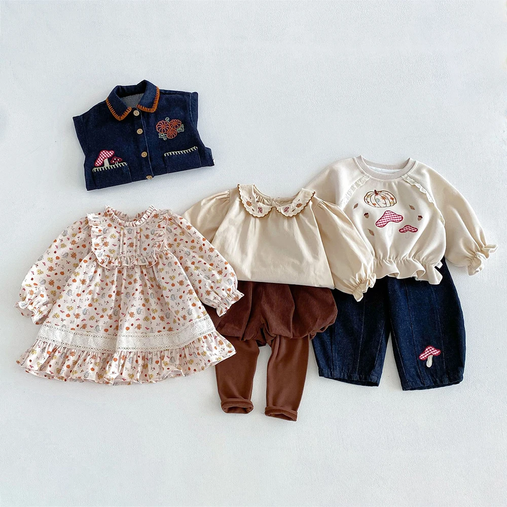 MILANCEL Children's Blouse 1-6T Kids Clothes Cute Embroidery Shirt for Girl Kids' Tops and T-shirts Mushroom Baby Clothing
