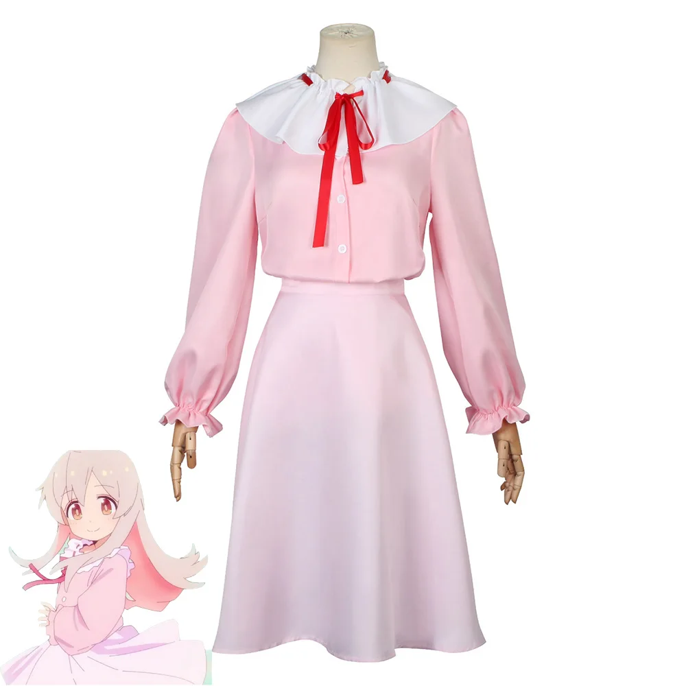 Disfraz de Cosplay de Anime Oyama Mahiro, conjunto completo de falda y camisa rosa